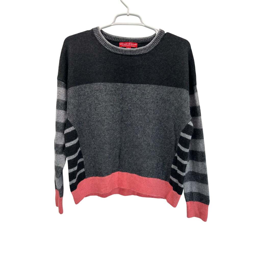 Krimson Klover A La Mode Crew Neck Sweater Black Grey Pink wool Alpaca M